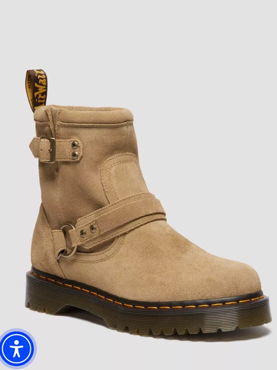 Dr. Martens Shoes - Dr. Martens Anistone Harness Suede Biker Boot in Savannah Tan